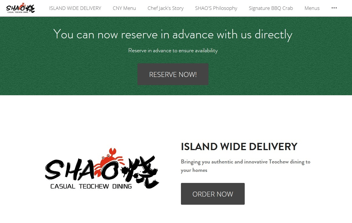 Shao restaurant website title page Shao restaurant website title page